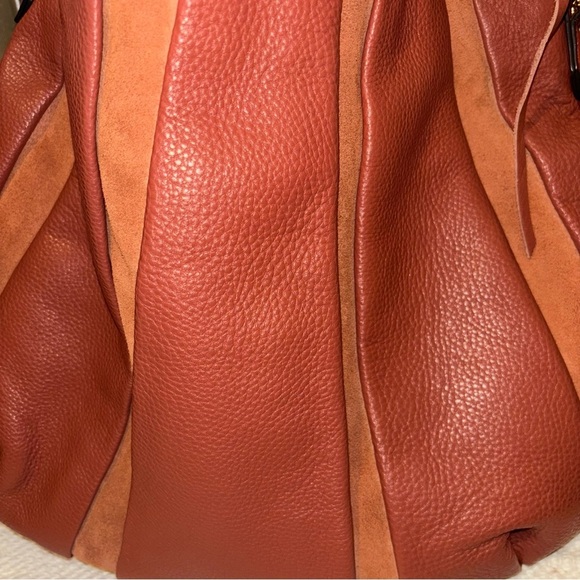 Aimee Kestenberg Tuscany Pebbled Leather & Suede Purse Hobo Bag Terracotta - Picture 2 of 12